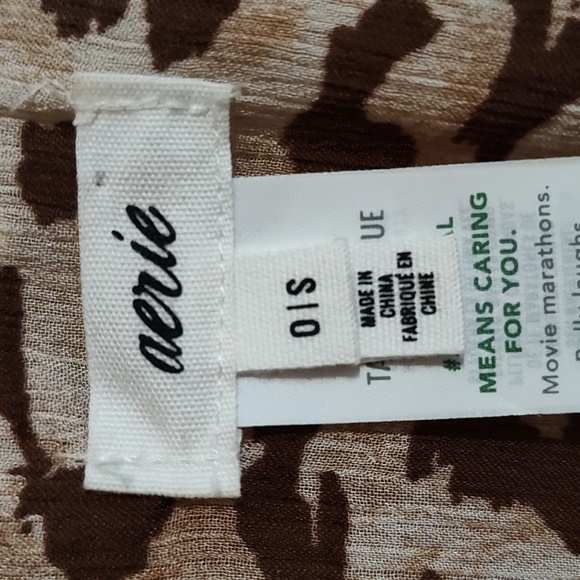 Aerie Animal Print Chiffon Coverup Kimono Brown Tan Sheer Flowy Wrap Leopard OS - Picture 8 of 10